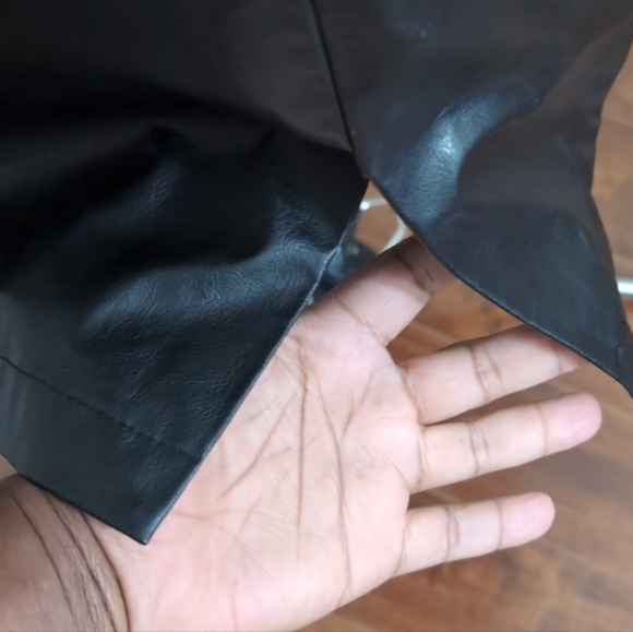 Laurence Roy| Black Faux Leather Sleeveless Midi Dress With Slit Distressed - Picture 5 of 15